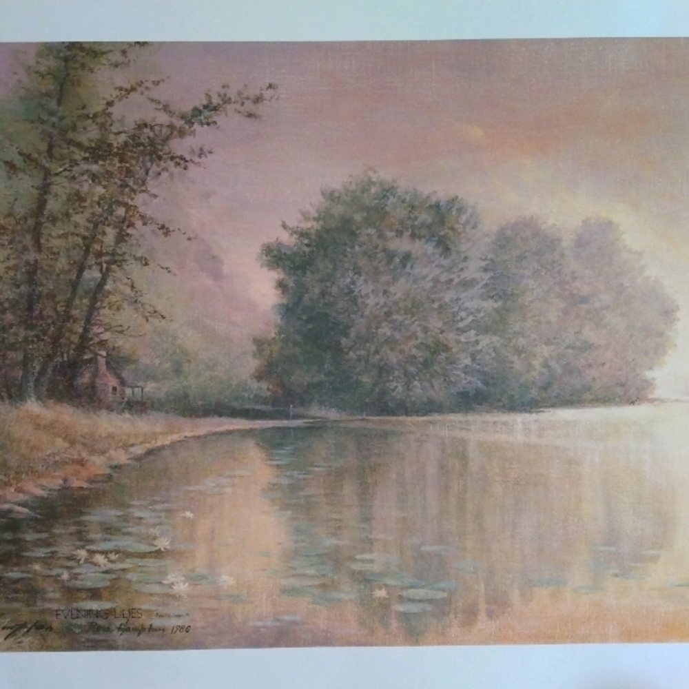 Ben Hampton artist print. 1986. Stamped, signed and numbered. "Evening Lillies"